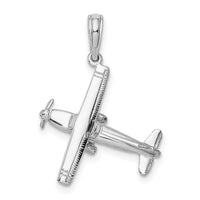 14K White Gold 3-D High Wing Airplane Charm-D1226W