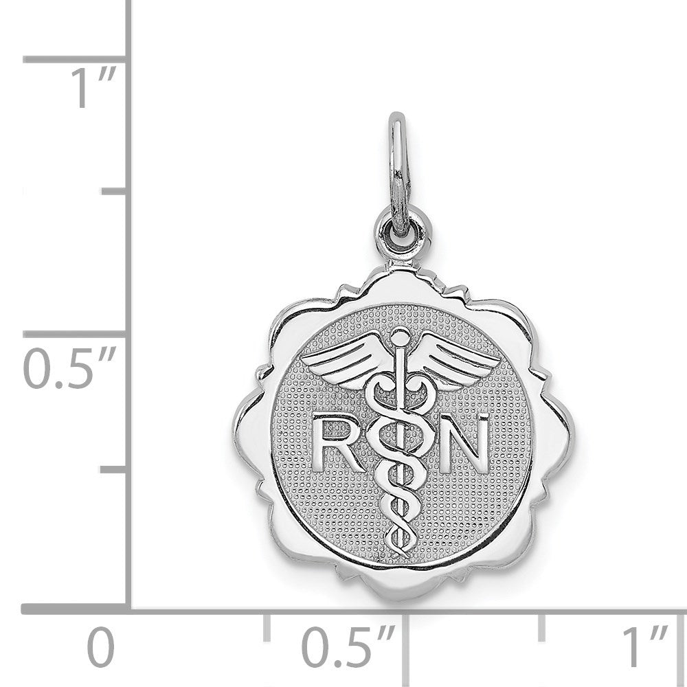 14k White Gold RN Registered Nurse Disc Charm-D1241