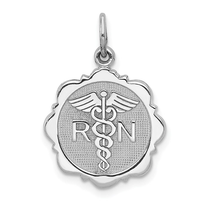 14k White Gold RN Registered Nurse Disc Charm-D1241