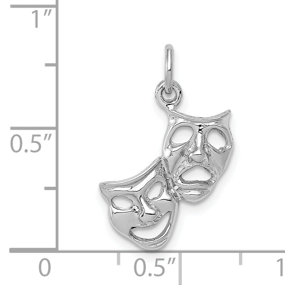 14k White Gold Polished Open-Backed Comedy/Tragedy Charm-D1243