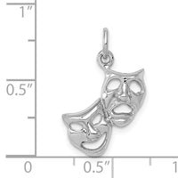 14k White Gold Polished Open-Backed Comedy/Tragedy Charm-D1243
