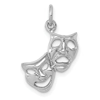 14k White Gold Polished Open-Backed Comedy/Tragedy Charm-D1243
