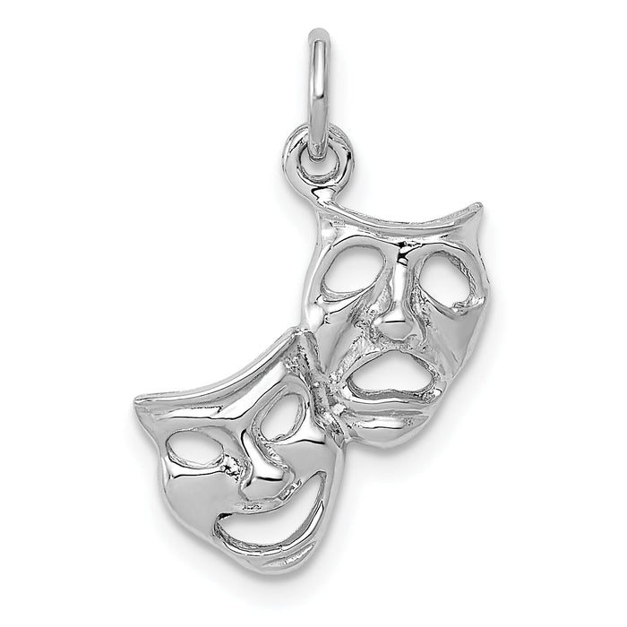 14k White Gold Polished Open-Backed Comedy/Tragedy Charm-D1243