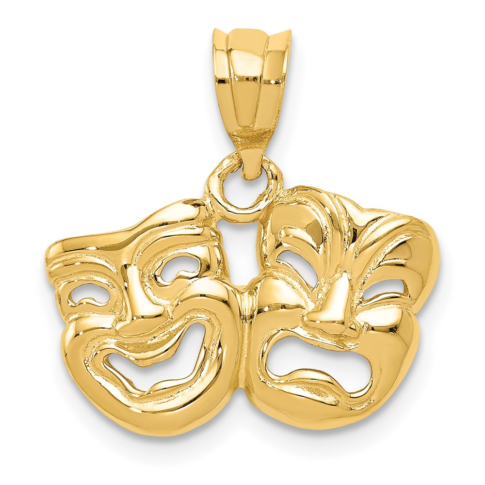 14k Polished Open-Backed Comedy/Tragedy Pendant-D1245