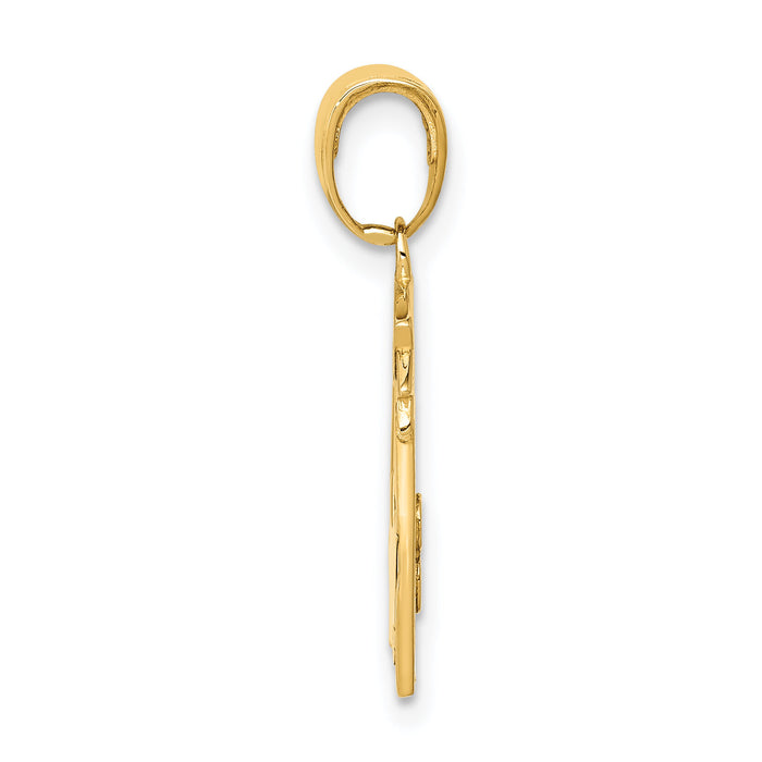 14k Polished Flat-Backed TEACHER Pendant-D1246