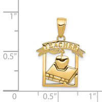 14k Polished Flat-Backed TEACHER Pendant-D1246