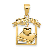14k Polished Flat-Backed TEACHER Pendant-D1246