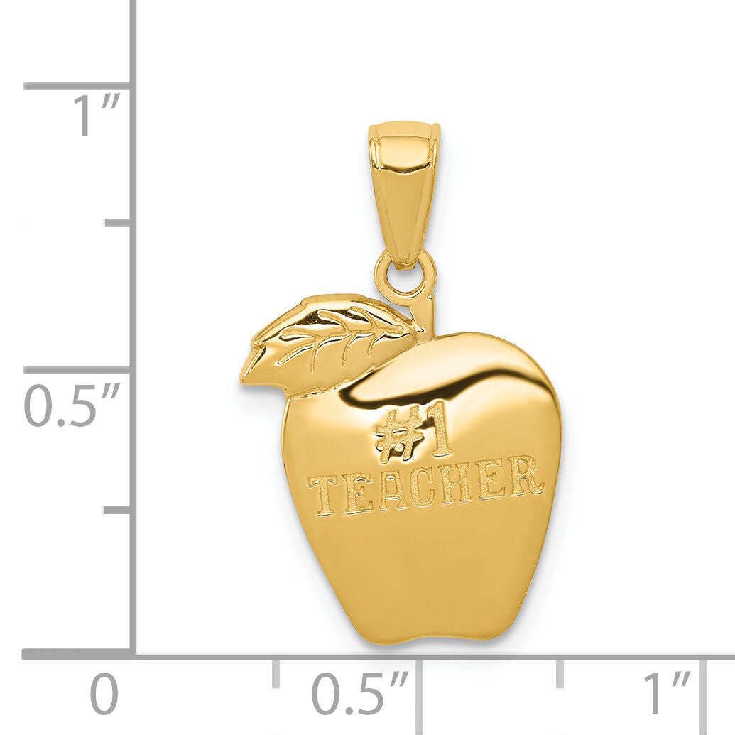 14k #1 TEACHER Apple Pendant-D1247