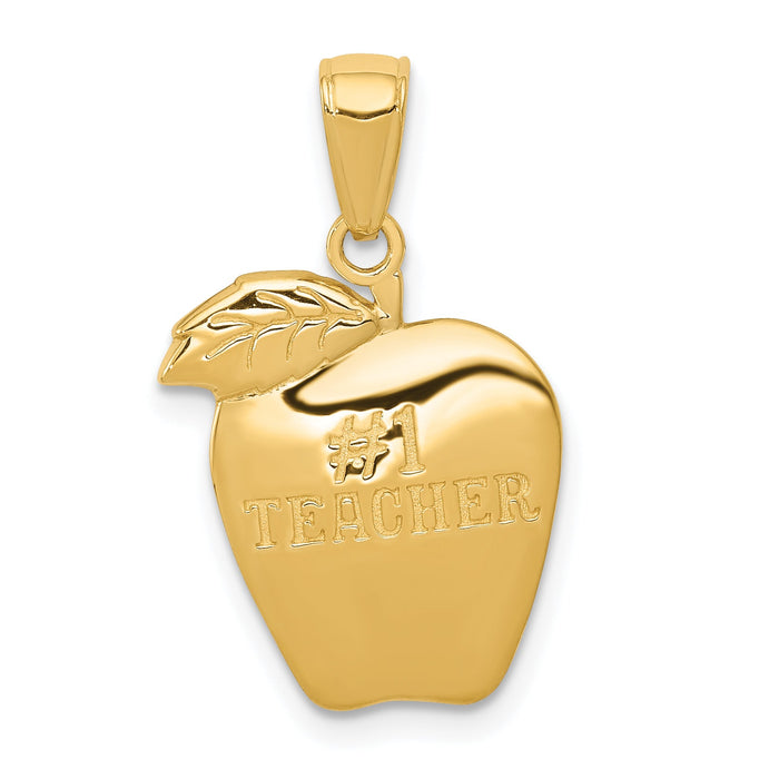 14k #1 TEACHER Apple Pendant-D1247