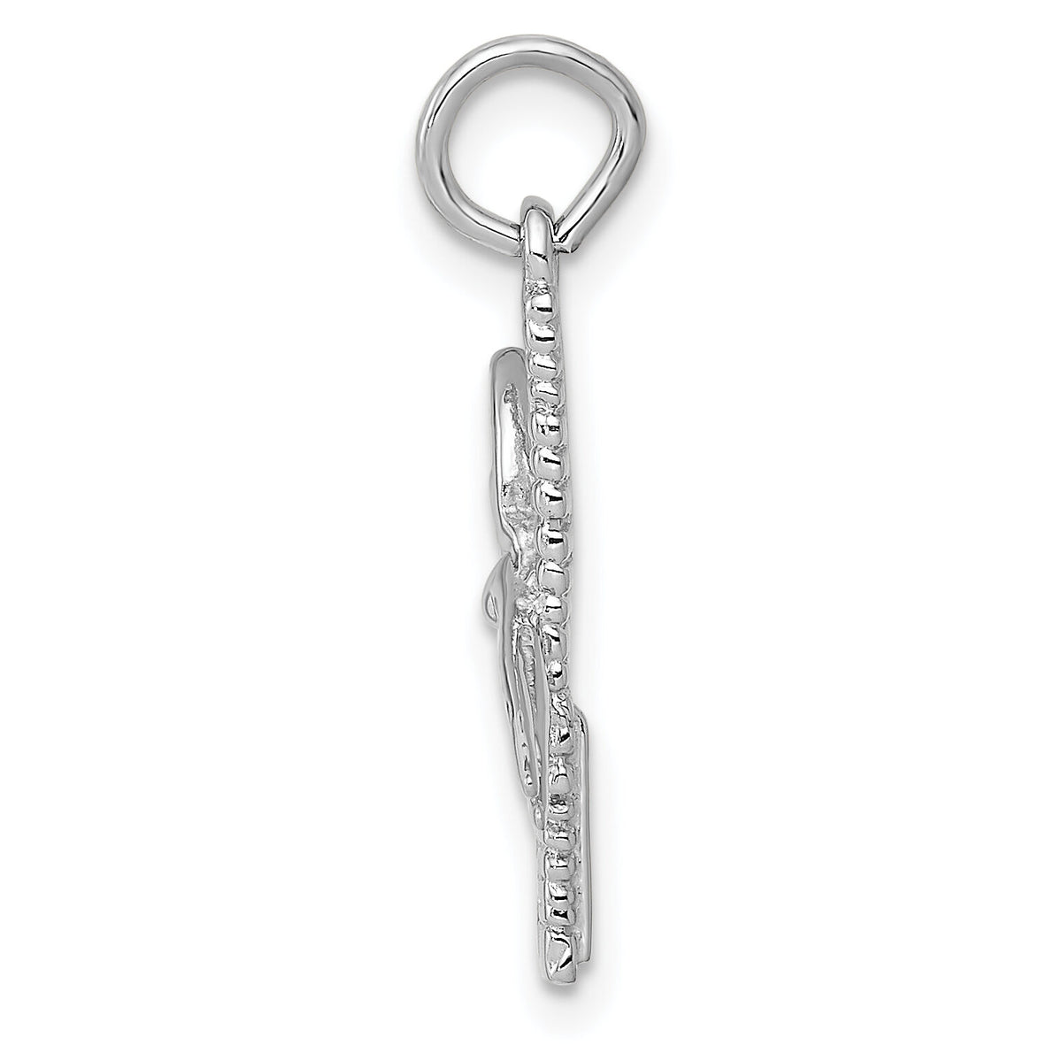 14k White Gold Satin Diamond-cut Comb and Scissors Charm-D1248