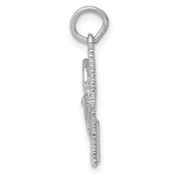 14k White Gold Satin Diamond-cut Comb and Scissors Charm-D1248