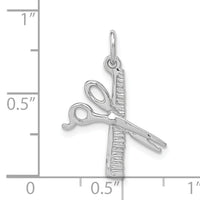 14k White Gold Satin Diamond-cut Comb and Scissors Charm-D1248