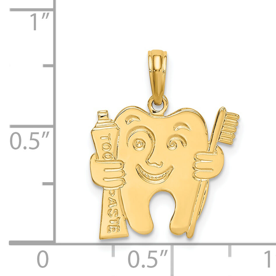 14k Polished Flat-Backed Dental Charm-D1249