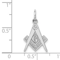 14k White Gold Polished & Textured Masonic Symbol Charm-D1250