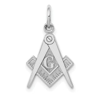 14k White Gold Polished & Textured Masonic Symbol Charm-D1250