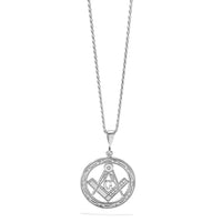 14k White Gold Polished & Textured Large Masonic Symbol Pendant-D1252