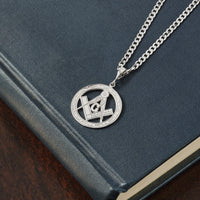 14k White Gold Polished & Textured Large Masonic Symbol Pendant-D1252