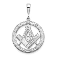 14k White Gold Polished & Textured Large Masonic Symbol Pendant-D1252