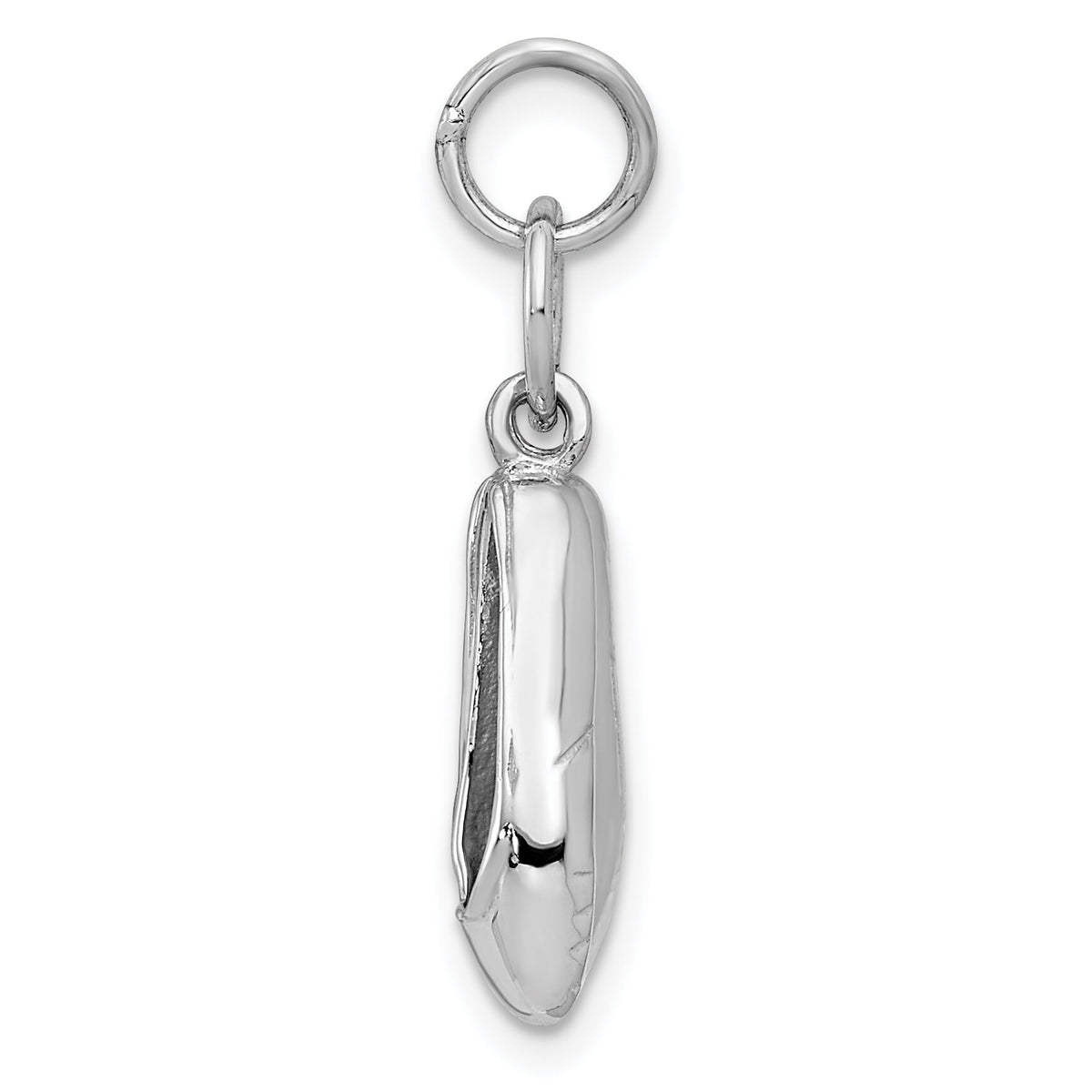 14K White Gold Solid Polished 3-D Moveable Ballet Slippers Charm-D1259