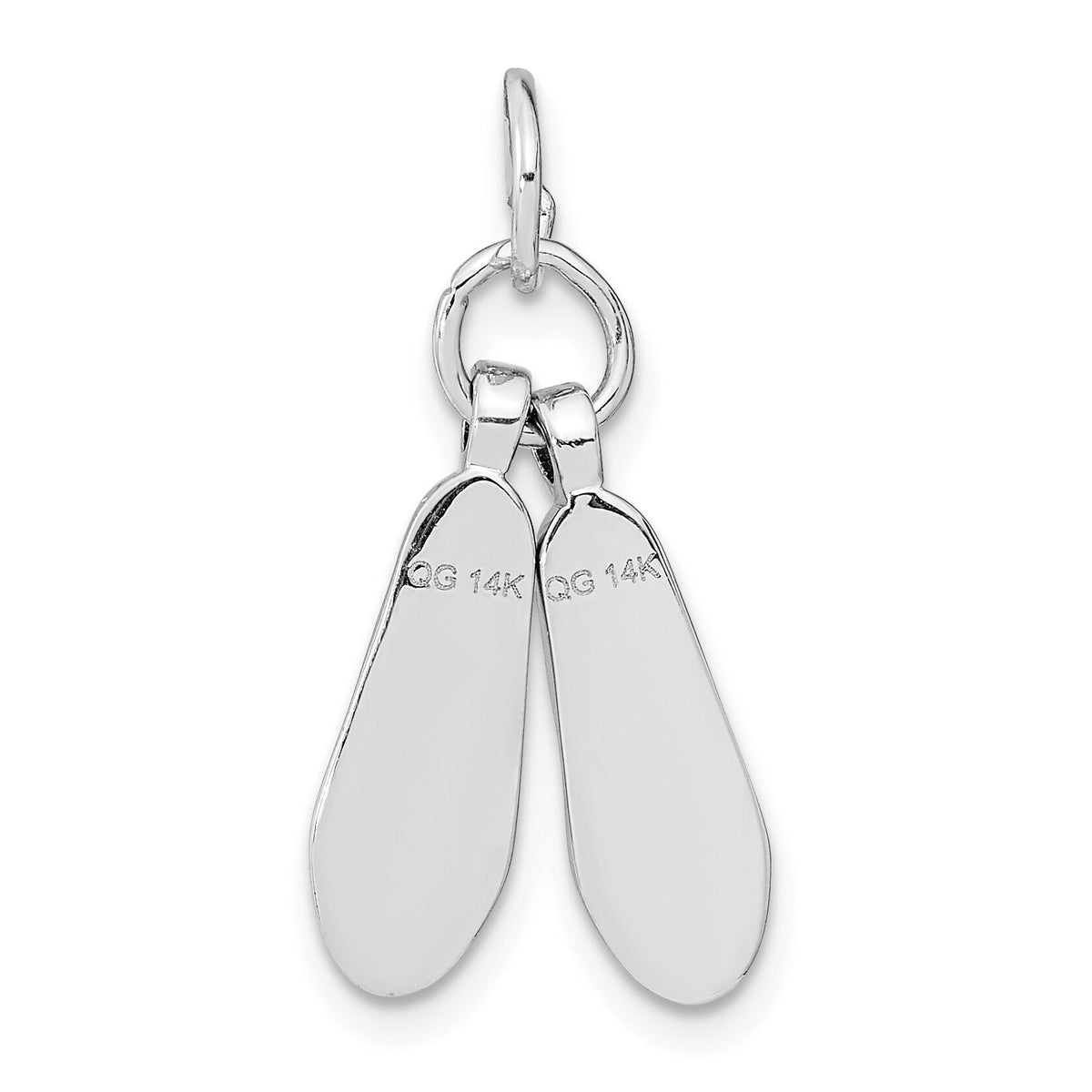 14K White Gold Solid Polished 3-D Moveable Ballet Slippers Charm-D1259