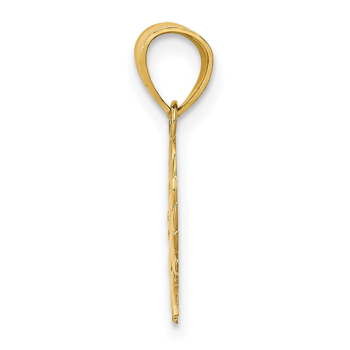 14k Polished Sun with Face Pendant-D1263