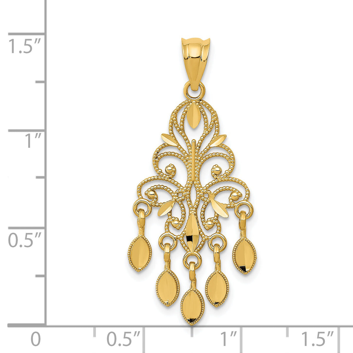 14k Polished Diamond-cut Chandelier Pendant-D1265