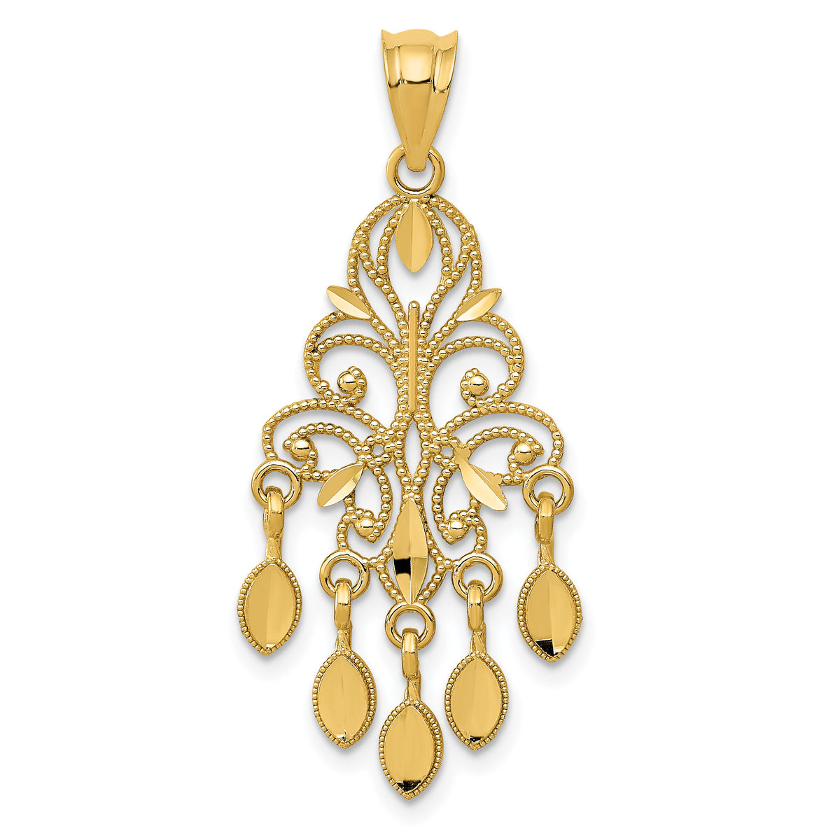 14k Polished Diamond-cut Chandelier Pendant-D1265