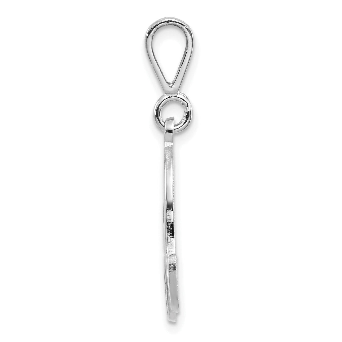 14KW White Gold Solid Polished Script Filigree Letter A Initial Pendant-D1281A