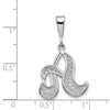 14KW White Gold Solid Polished Script Filigree Letter A Initial Pendant-D1281A