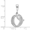 14KW White Gold Solid Polished Script Filigree Letter O Initial Pendant-D1281O