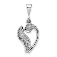 14KW White Gold Solid Polished Script Filigree Letter V Initial Pendant-D1281V