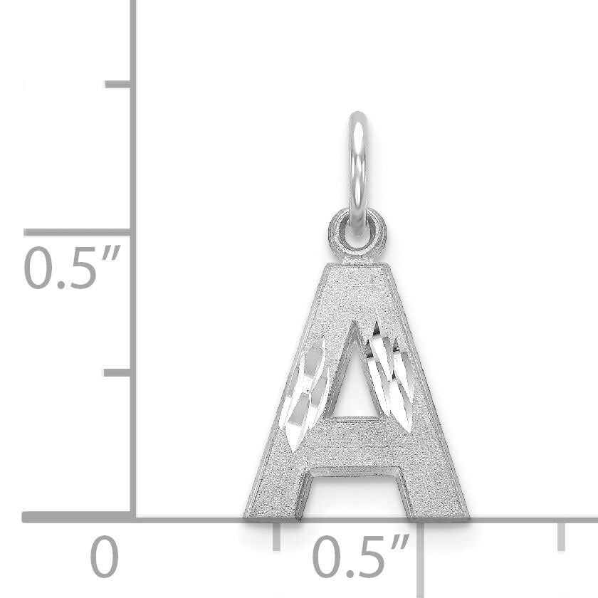 14KW Satin Diamond-cut Letter A Initial Charm-D1282A