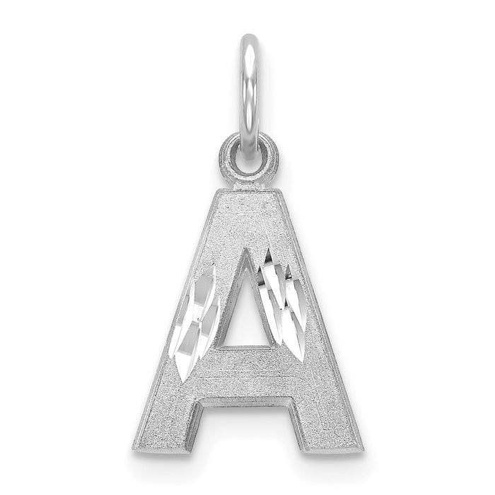 14KW Satin Diamond-cut Letter A Initial Charm-D1282A