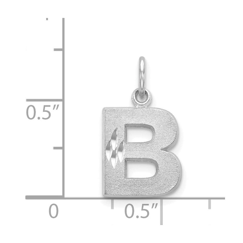 14KW Satin Diamond-cut Letter B Initial Charm-D1282B