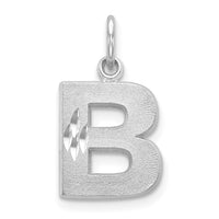 14KW Satin Diamond-cut Letter B Initial Charm-D1282B