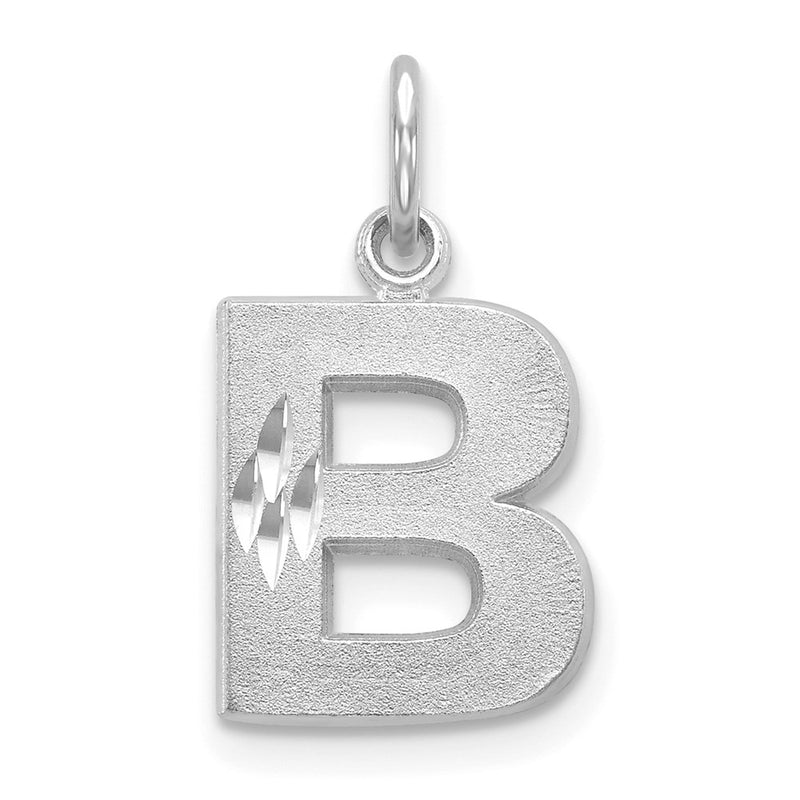 14KW Satin Diamond-cut Letter B Initial Charm-D1282B