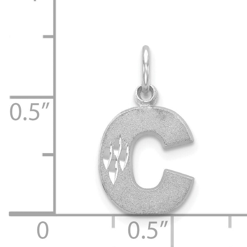 14KW Satin Diamond-cut Letter C Initial Charm-D1282C