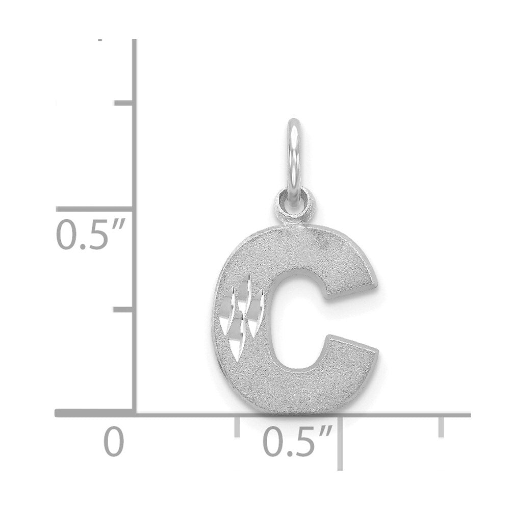 14KW Satin Diamond-cut Letter C Initial Charm-D1282C