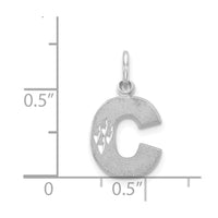 14KW Satin Diamond-cut Letter C Initial Charm-D1282C