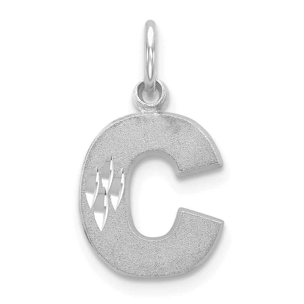 14KW Satin Diamond-cut Letter C Initial Charm-D1282C