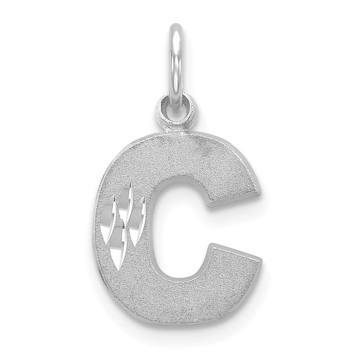 14KW Satin Diamond-cut Letter C Initial Charm-D1282C