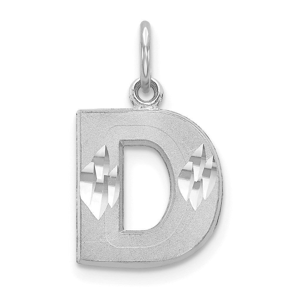 14KW Satin Diamond-cut Letter D Initial Charm-D1282D