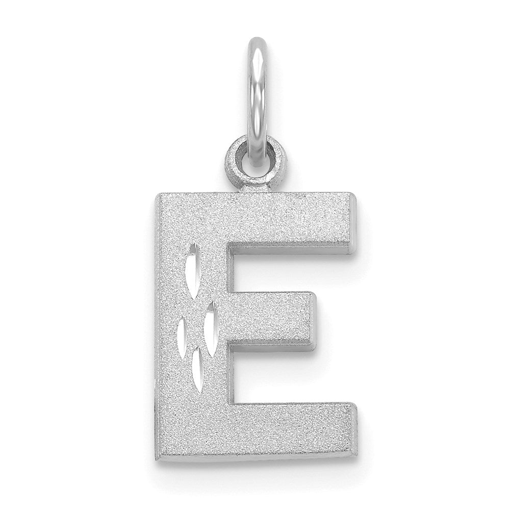 14KW Satin Diamond-cut Letter E Initial Charm-D1282E