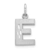 14KW Satin Diamond-cut Letter E Initial Charm-D1282E