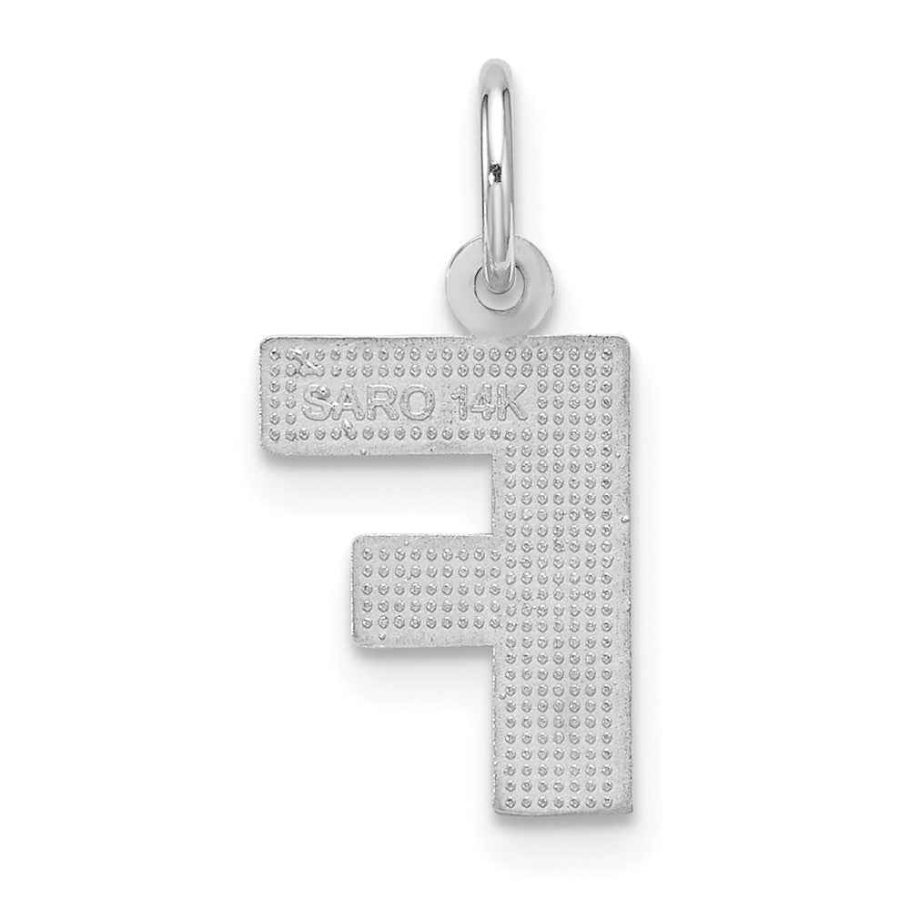 14KW Satin Diamond-cut Letter F Initial Charm-D1282F