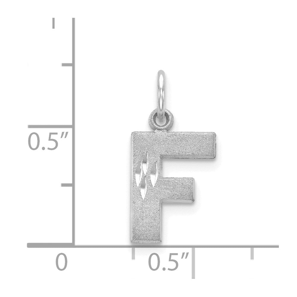 14KW Satin Diamond-cut Letter F Initial Charm-D1282F