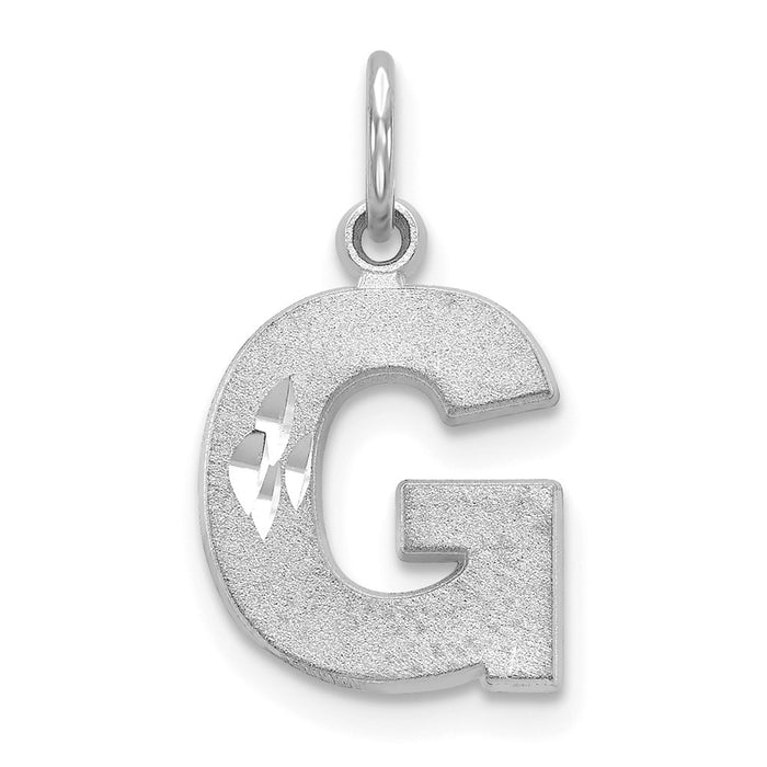 14KW Satin Diamond-cut Letter G Initial Charm-D1282G