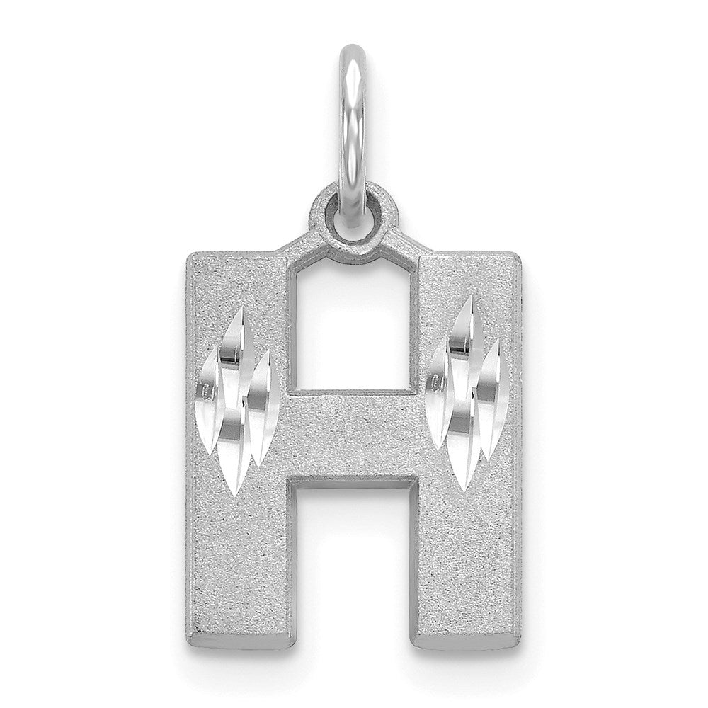 14KW Satin Diamond-cut Letter H Initial Charm-D1282H