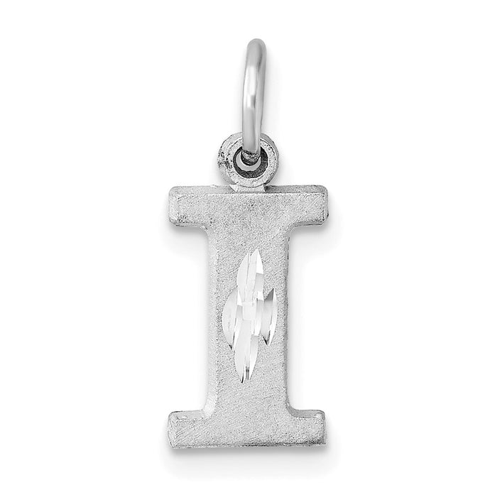 14KW Satin Diamond-cut Letter I Initial Charm-D1282I