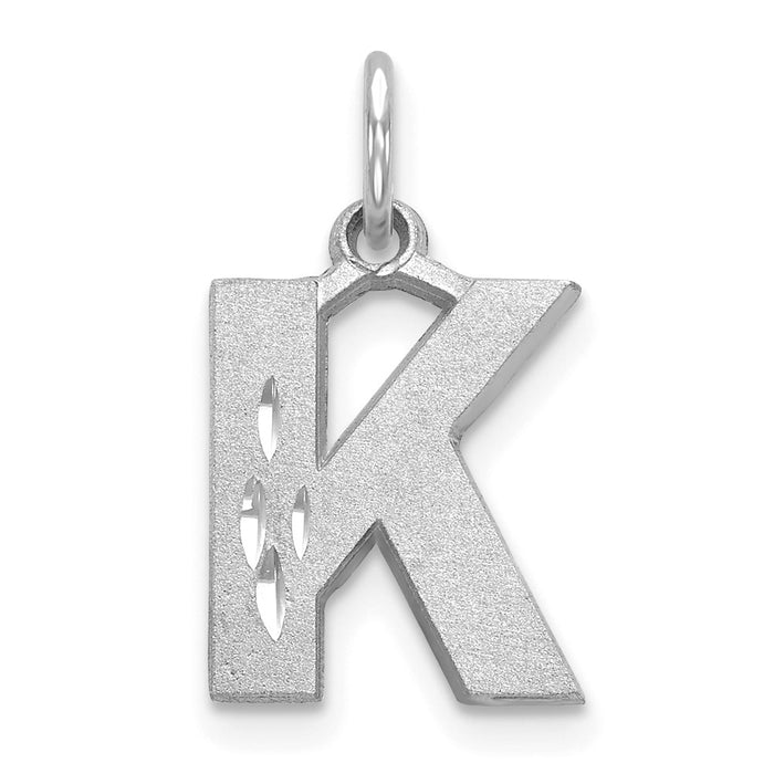 14KW Satin Diamond-cut Letter K Initial Charm-D1282K